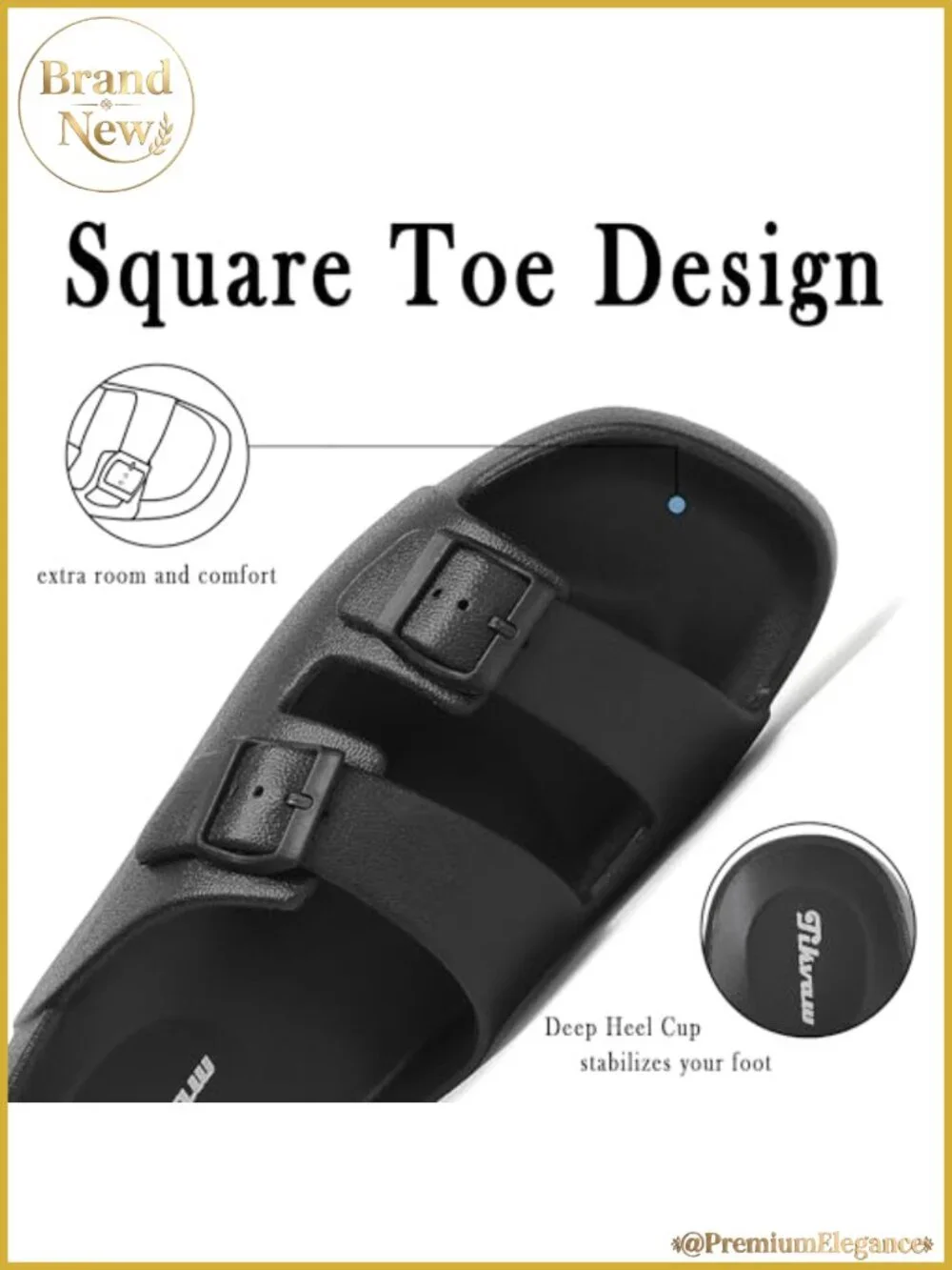 Women's Square Toe Platform Sandals Arch Support Summer Slides